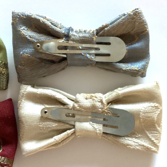 4 NWOT Handmade Women's Girls Hair Bows With Clips Brides Accessories Formal - Picture 6 of 7